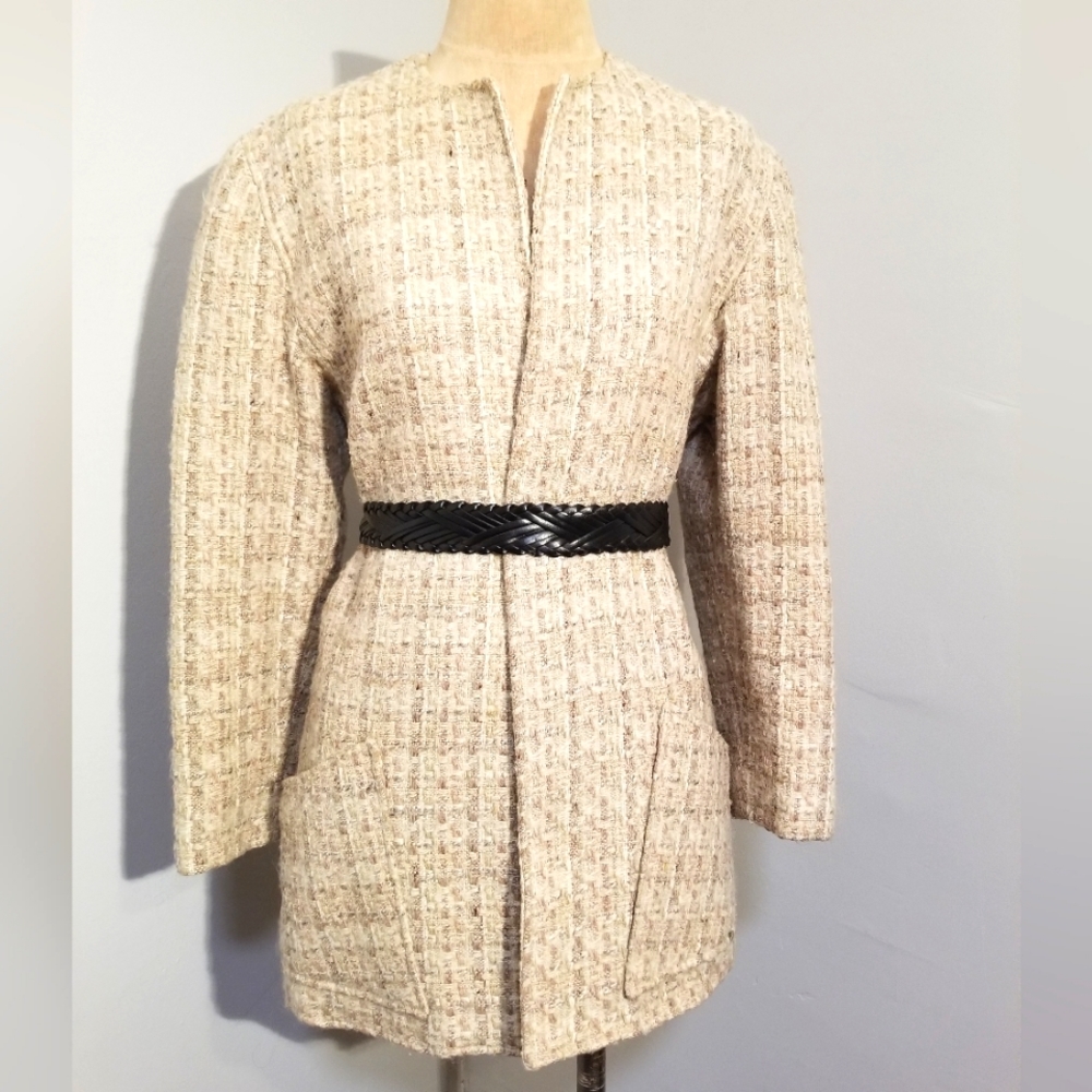 SAKS FIFTH AVENUE VINTAGE JACKET WOVEN KNIT SIZE 14 FALL WINTER COAT BLAZER 80S